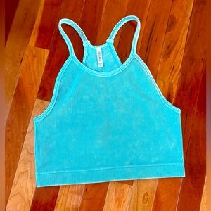 Zenana dusty blue Ribbed Tank Top